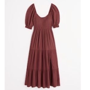 Abercrombie & Fitch Short-Sleeve Smocked Midi Dress